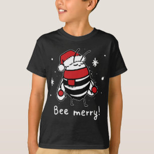 Bee Merry Christmas - Biene trägt Weihnachtsmannmü T-Shirt