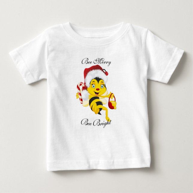 Bee Merry Christmas Cartoon Baby T-shirt (Vorderseite)