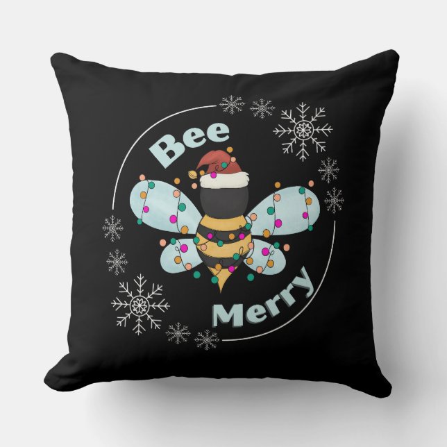 Bee Merry Christmas Kissen (Vorderseite)