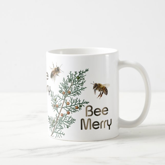 Bee Merry Evergreen Christmas Beekeeper Tasse (Rechts)