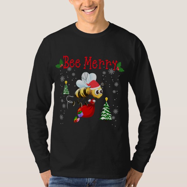 Bee Merry Funny Christmas Bee Pajamas Geschenke fü T-Shirt (Vorderseite)
