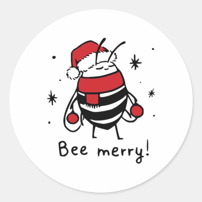 Bee Merry Funny Weihnachtsgeschenk Bee Lover Runder Aufkleber (Vorderseite)