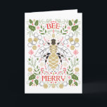 Bee Merry Holiday Card Feiertagskarte<br><div class="desc">Sei froh in dieser Feriensaison! Fügen Sie Ihre eigenen feierlichen Grüße zu dieser bienenfreundlichen Urlaubskarte hinzu.</div>