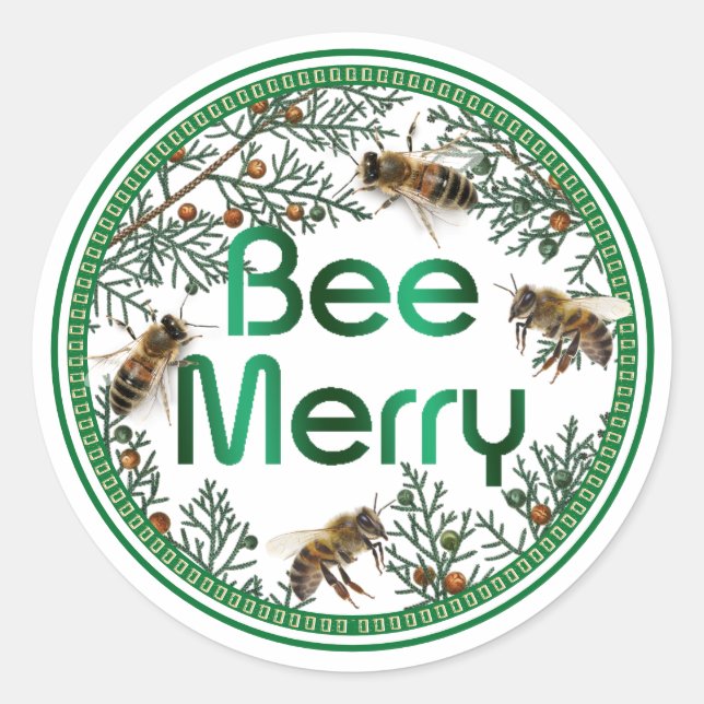 Bee Merry Honeybee Holiday Sticker (Vorderseite)