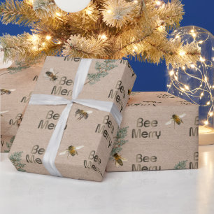 BEE MERRY Immergrün und Kraft Feiertag Geschenkpapier