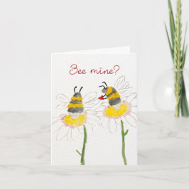 Bee Mine? auf Blumen Valentinstag-Karte Dankeskarte