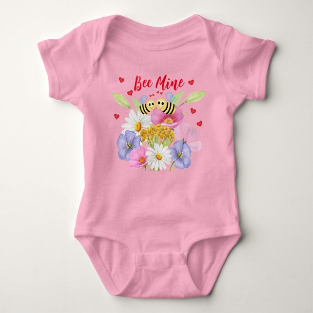 Bee Mine Baby Jersey Bodysuit Baby Strampler (Vorderseite)