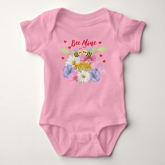 Bee Mine Baby Jersey Bodysuit Strampler (Vorderseite)