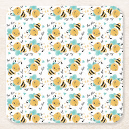 Bee Mine Bumblebee Musterherzen Rechteckiger Pappuntersetzer