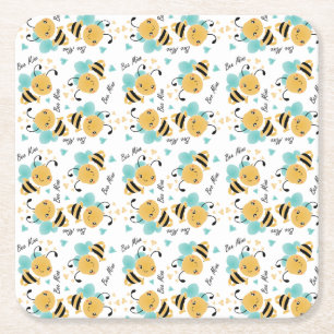 Bee Mine Bumblebee Musterherzen Rechteckiger Pappuntersetzer