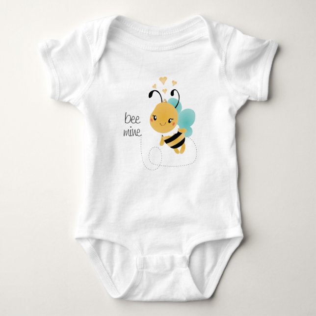 Bee Mine Bumblebee Yellow Black Baby Strampler (Vorderseite)