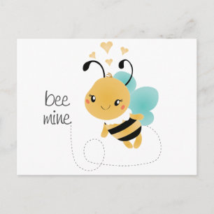 Bee Mine Bumblebee Yellow Black Postkarte