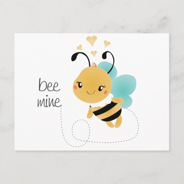 Bee Mine Bumblebee Yellow Black Postkarte (Vorderseite)