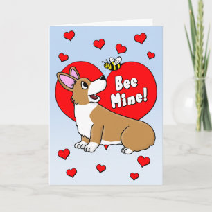 Bee Mine Corgi Valentine's Day Card Feiertagskarte