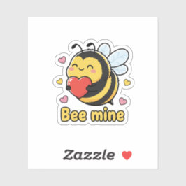 Bee Mine Cute Chubby Bumblebee Valentine Pun  Aufkleber