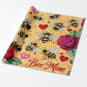 Bee Mine Golden Honey Liebe Geschenkpapier
