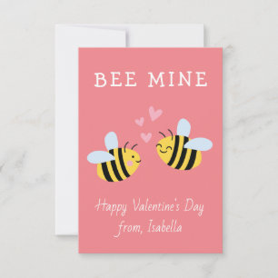BEE MINE Klasse Valentine Rosa Karte