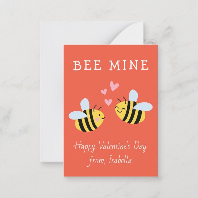BEE MINE Klassenvalentine Rot Mitteilungskarte (Vorderseite)