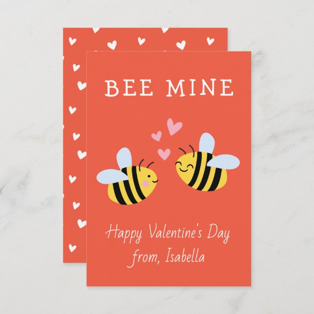 BEE MINE Klassik Valentine Red Note Card Dankeskarte (Vorne/Hinten)