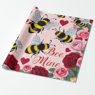 Bee Mine Liebe Buzz Design Geschenkpapier