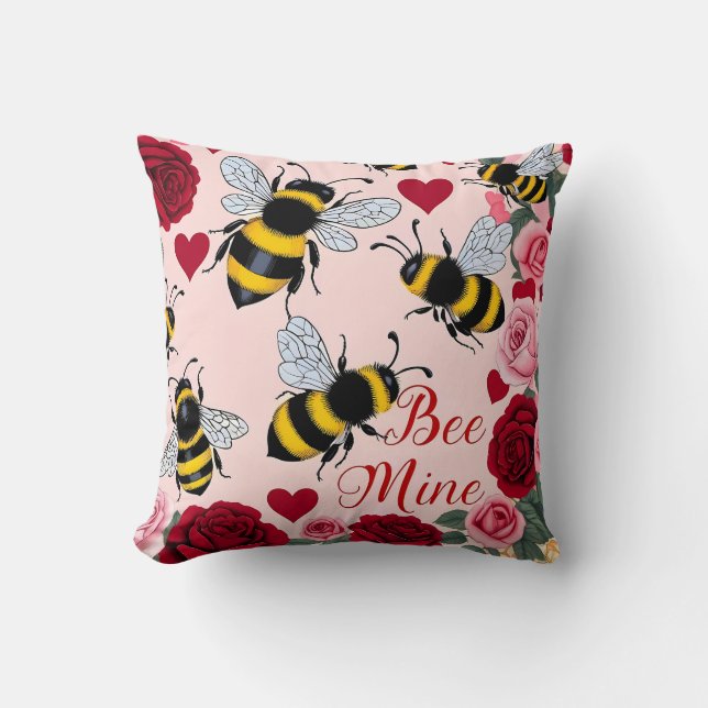 Bee Mine Liebe Buzz Design Kissen (Vorderseite)