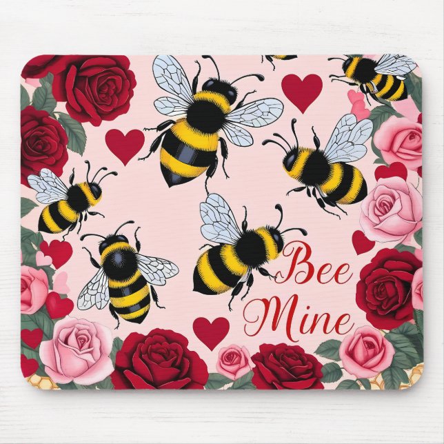 Bee Mine Liebe Buzz Design Mousepad (Vorne)