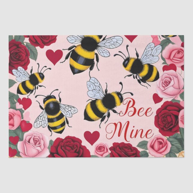 Bee Mine Liebe Buzz Design Seidenpapier (Vorderseite)