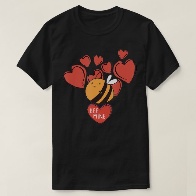 Bee Mine Niedlich Honeybee Valentinstag T-Shirt (Design vorne)