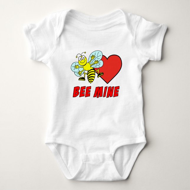 Bee Mine Niedlich Valentine Cartoon Baby Strampler (Vorderseite)