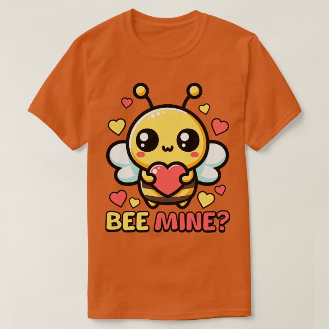 Bee Mine Niedlich Valentinstag Bee Pun T-Shirt (Design vorne)