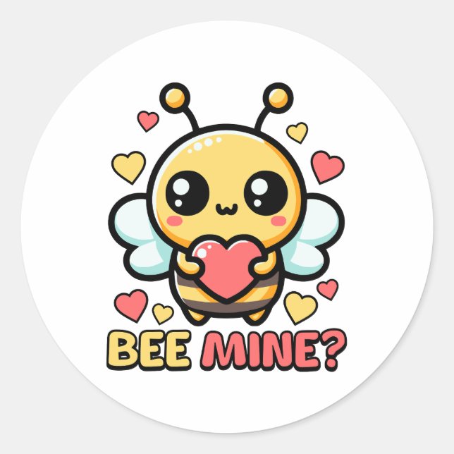 Bee Mine! Niedliche Hummel Cartoon Runder Aufkleber (Vorderseite)