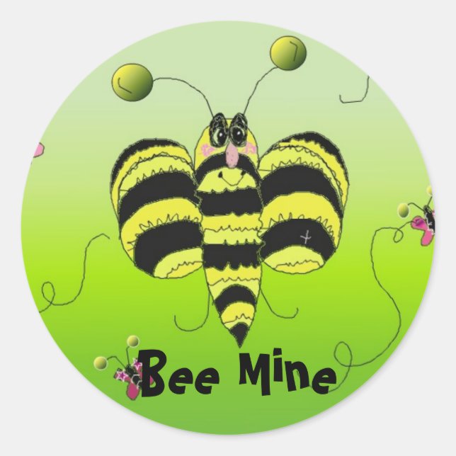 Bee Mine Runder Aufkleber (Vorderseite)