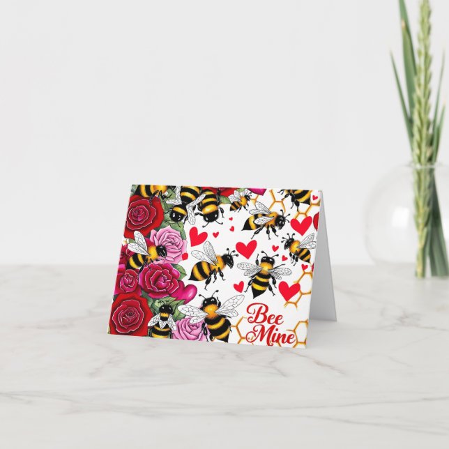 Bee Mine Sweet Honeycomb Blooms Feiertagskarte (Vorderseite)