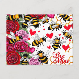 Bee Mine Sweet Honeycomb Blooms Feiertagspostkarte