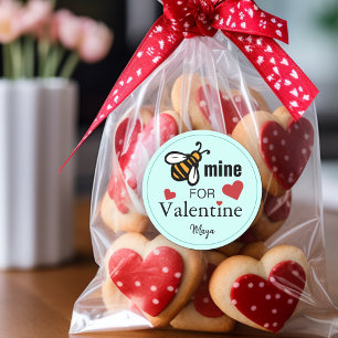 Bee Mine Valentine Bevorzugung Runder Aufkleber