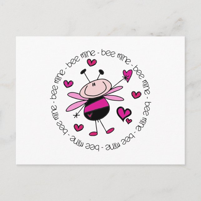 Bee Mine Valentine Feiertagspostkarte (Vorderseite)