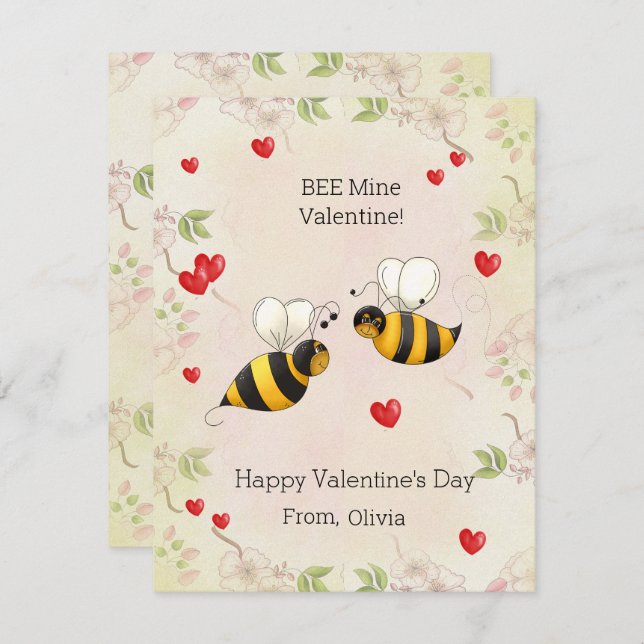 BEE Mine Valentine! Klassenzimmer-Urlaubskarte Feiertagskarte (Vorne/Hinten)