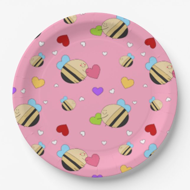 Bee Mine Valentine Pappteller (Vorderseite)