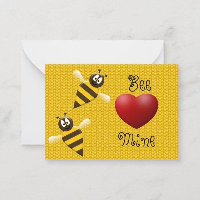 Bee Mine Valentine's Day Card Mitteilungskarte (Vorderseite)