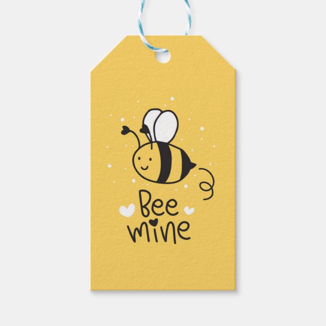Bee Mine Valentine's Day Gift Tag Geschenkanhänger (Vorderseite)