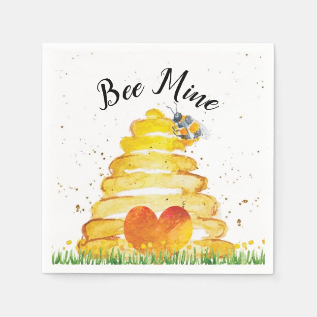 Bee Mine Valentine's Day Serviette (Vorderseite)