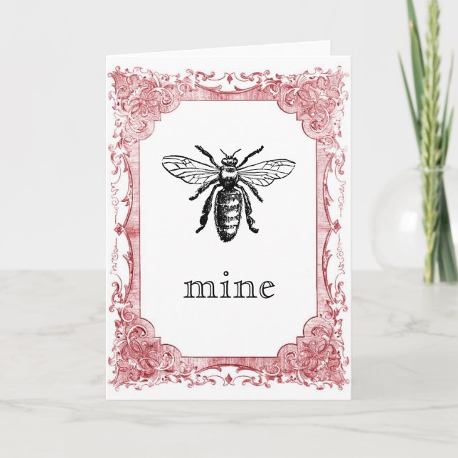 Bee Mine Vintag Valentine Feiertagskarte (Vorderseite)
