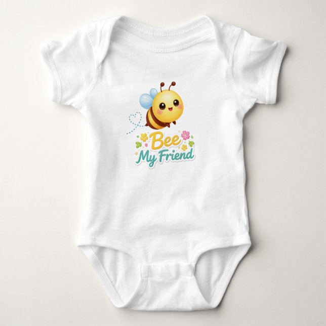 Bee My Friend Baby Bodysuit – Cute Smiling Bee wit Baby Strampler (Vorderseite)