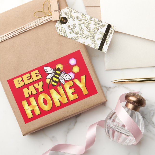 BEE MY HONEY lustige niedliche Bienenvalentine Rechteckiger Aufkleber (Schenken)