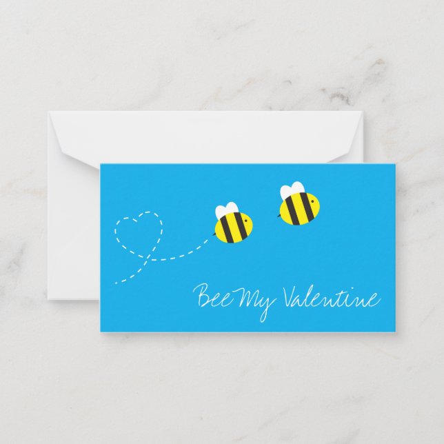 Bee My Valentine Card Mitteilungskarte (Vorderseite)