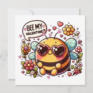 Bee My Valentine? - Charmante Biene zum Valentinst Feiertagskarte