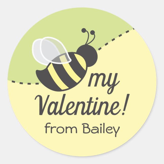 Bee My Valentine Fevor Label Round Aufkleber (Vorderseite)
