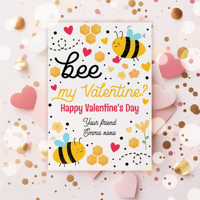 Bee My Valentine Niedlich Biene Valentine Classroo Einladung (Von Creator hochgeladen)