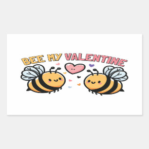 Bee My Valentine Rechteckiger Aufkleber