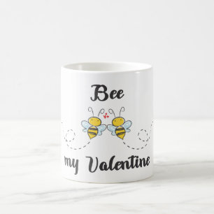 "Bee my Valentine" Wortpuff mit niedlichen Bienen Kaffeetasse